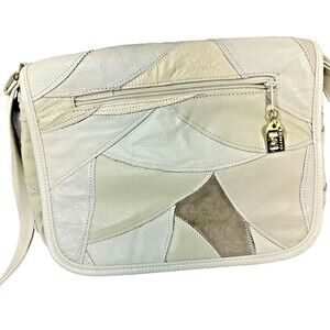 Vintage Mitzi Handbag Patch‎ Leather Cream With Shoulder Strap